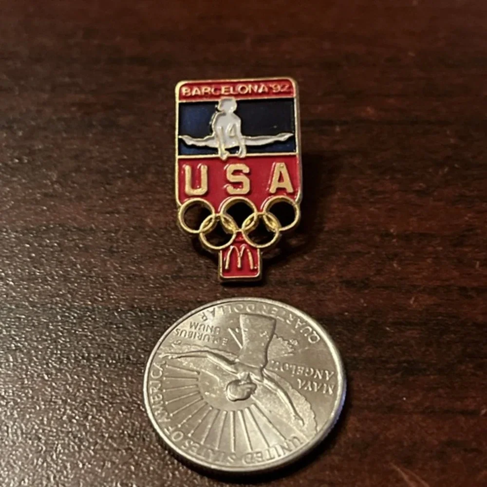 McDonald's 1992‎ Barcelona Olympics Gymnastics Event Employee Lapel Hat Pin